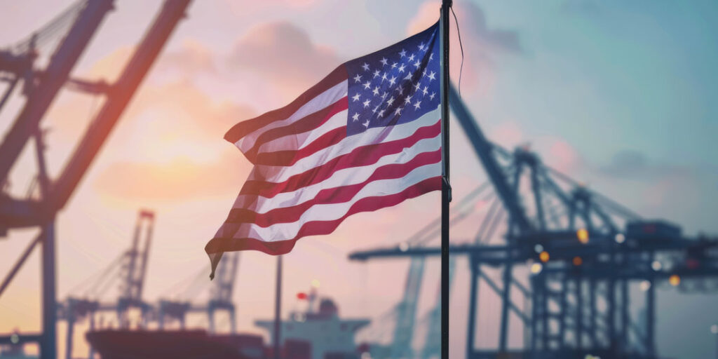 latest breaking, Tariffs on GDP, us, flag, on, cargo, ship
