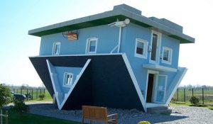latest breaking strange news, house, upside, down