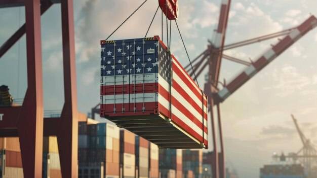 latest breaking, The Benefits of Tariffs, cargo, ship, unloading, container, draped, in, us, flag,
